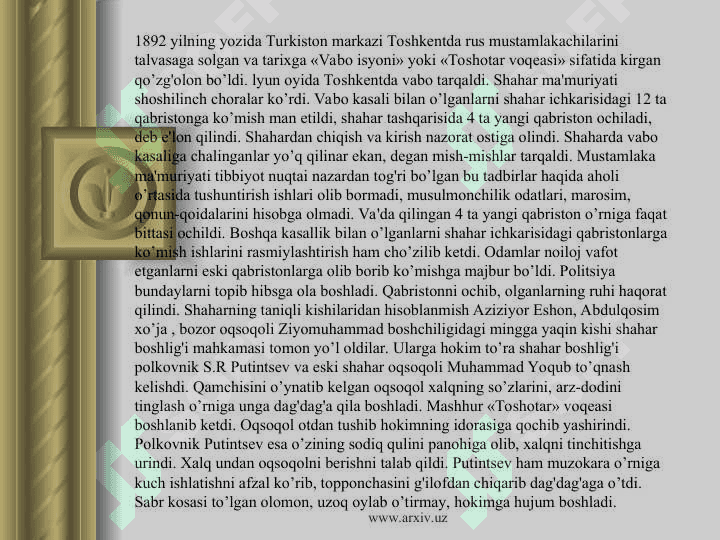 Chor rossiyasining turkistonni bosib olishiga qarshi xalq harakatlari 8