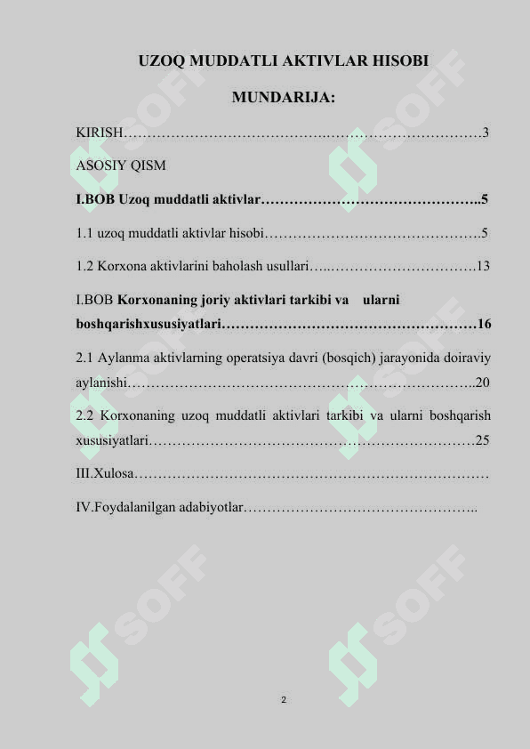 UZOQ MUDDATLI AKTIVLAR HISOBI 2