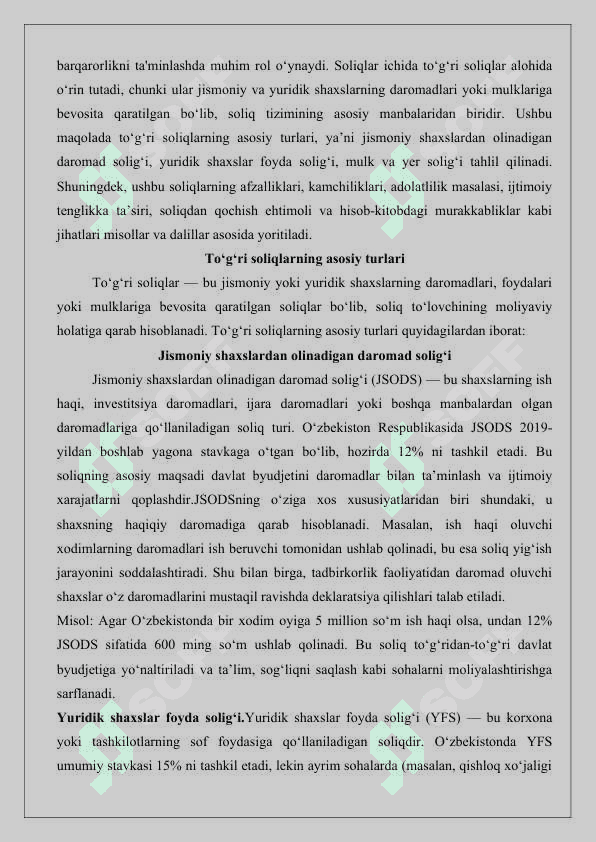 To’g’ri soliqlar va ularning xususiyatlari 8