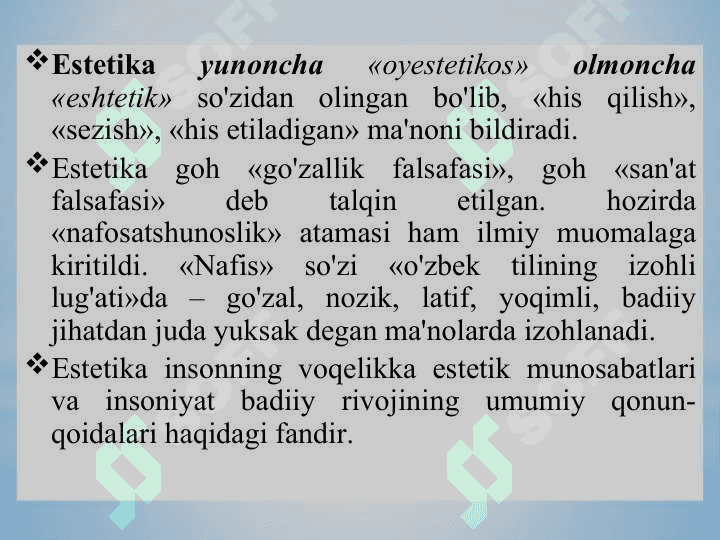 Estetika nazariyasi 4