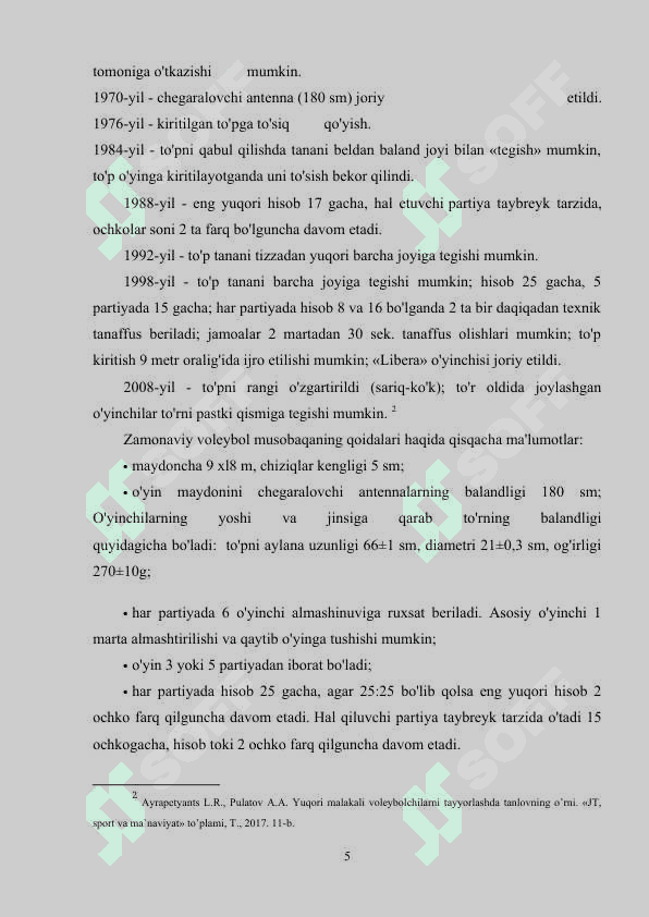 Voleybolchilarning musoboqa faoliyatidagi individual xususiyatlarini hisobga olgan holda mashg'ulotlar jarayonini tuzish 5