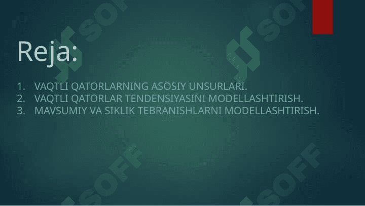 Vaqtli qatorlarning regression tahlili 2
