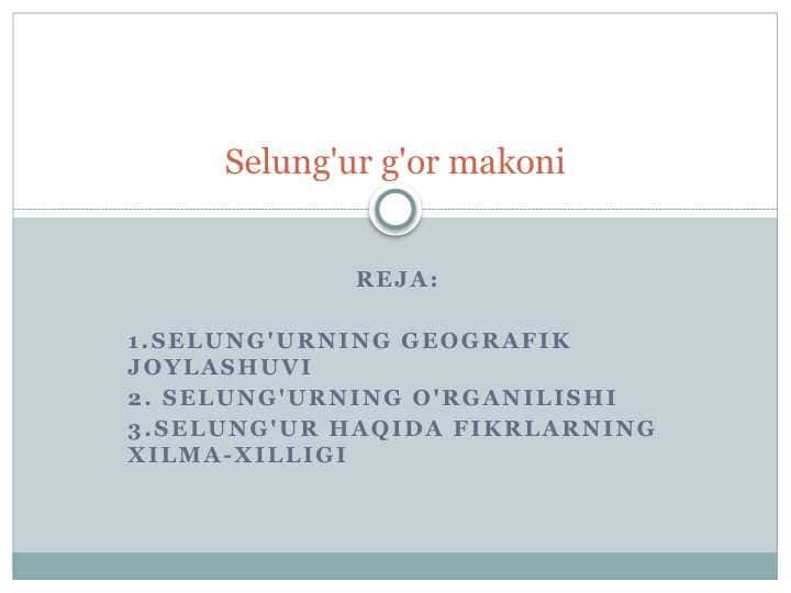 Selung'ur g'or makoni 1