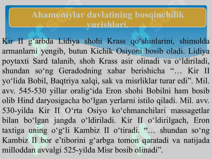 O‘rta Osiyoda Ahamoniylar davrida davlat boshqaruvi 5