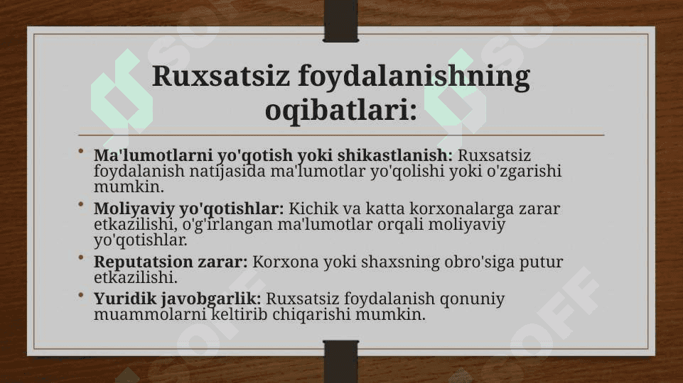 Axborotni ruhsatsiz foydalanishlardan himoyalash 5