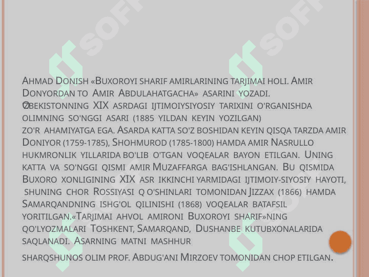 O'rta Osiyo tarixiga oid XIX asrning ikkinchi yarimi XX asr manbalari. Mustaqil O'zbekiston tarixiga oid manbalar 6