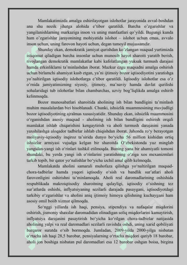 O’zbekistonda ijtimoiy sohada amalga oshirilayotgan o’zgarishlar mazmun va mohiyati 4
