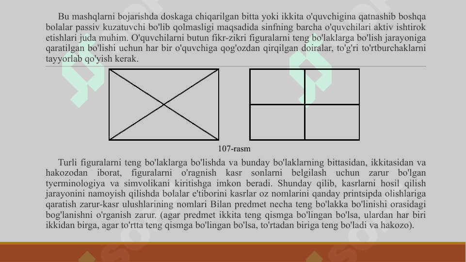Ulushlar va kasr tushunchasini o’rgatish metodikasi 6