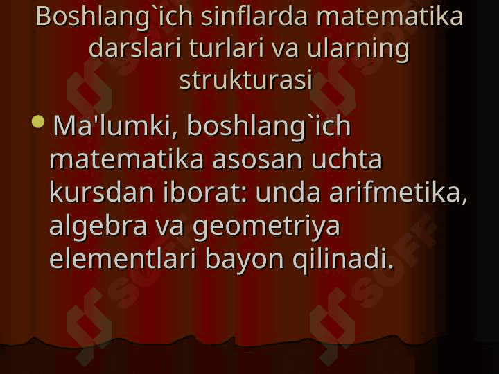 Boshlang’ich sinflarda matеmatika darslari turlari va ularning strukturasi 2