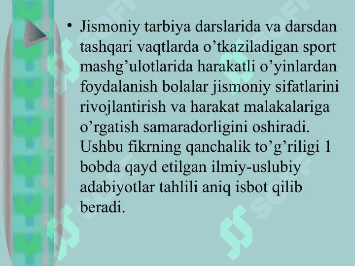 Darsdan tashqari vaqtda xarakatli o’yinlarni 4