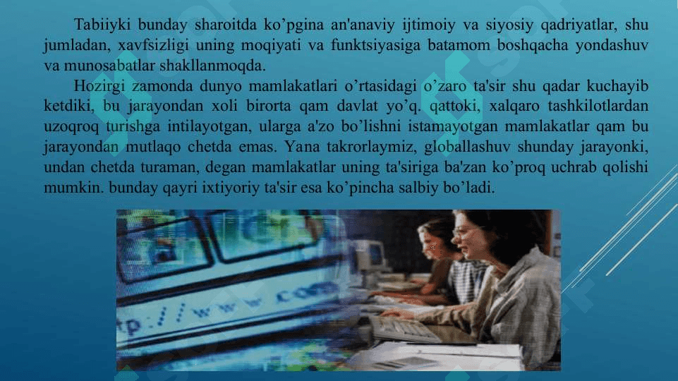 Globallashuv jarayonlarida milliy g’oyaga ehtiyojning ortishi 5