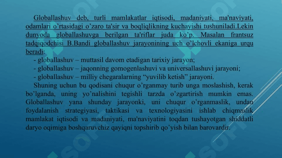 Globallashuv jarayonlarida milliy g’oyaga ehtiyojning ortishi 6