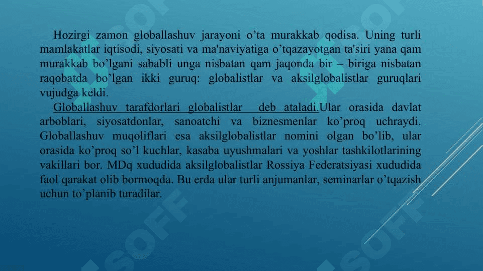 Globallashuv jarayonlarida milliy g’oyaga ehtiyojning ortishi 8