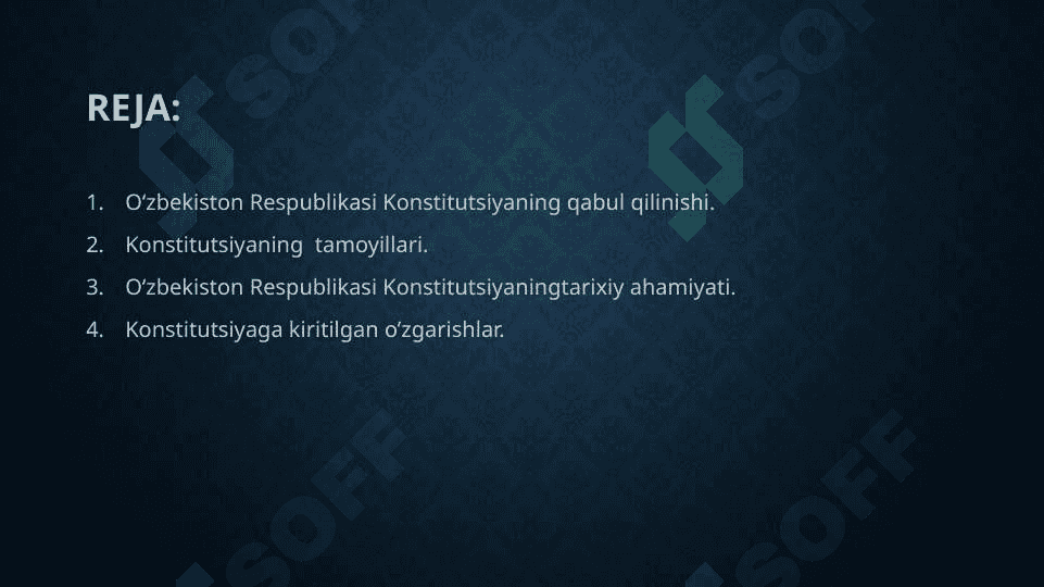 O‘zbekiston Respublikasi Konstitutsiyaning qabul qilinishi va uning tarixiy ahamiyati. 2