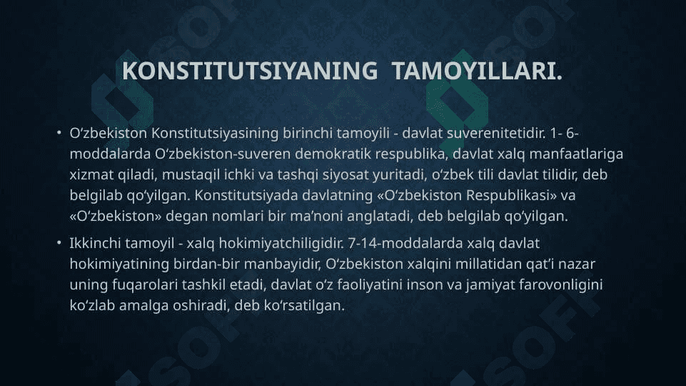 O‘zbekiston Respublikasi Konstitutsiyaning qabul qilinishi va uning tarixiy ahamiyati. 8