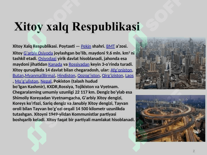 Xitoy xalq respubliokasi haqida umumiy tafsilot 2