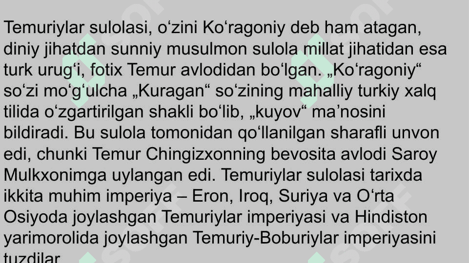Temuriy hukmdorlar ro’yxatini tuzish 3
