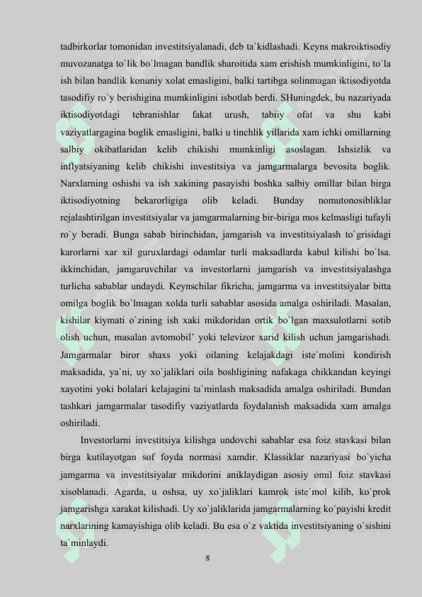 Keynsning makroiqtisodiy muvozanat modeli 8