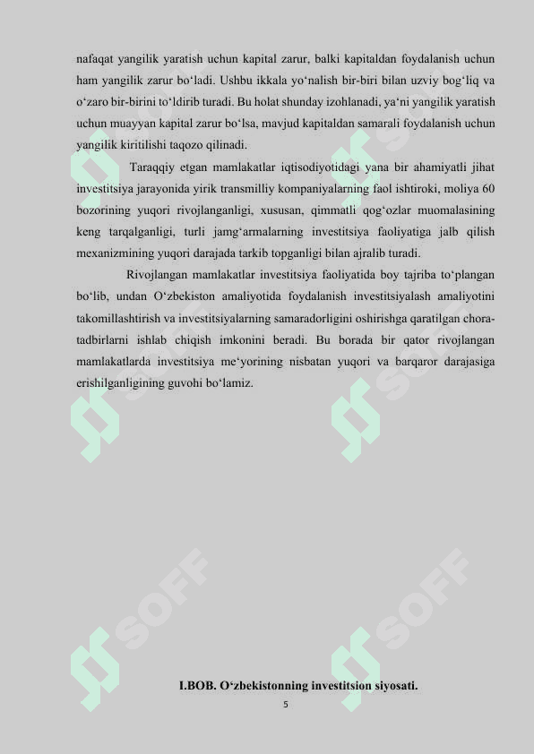 O‘ZBEKISTONNING INVESTITSIYA SIYOSATI 5