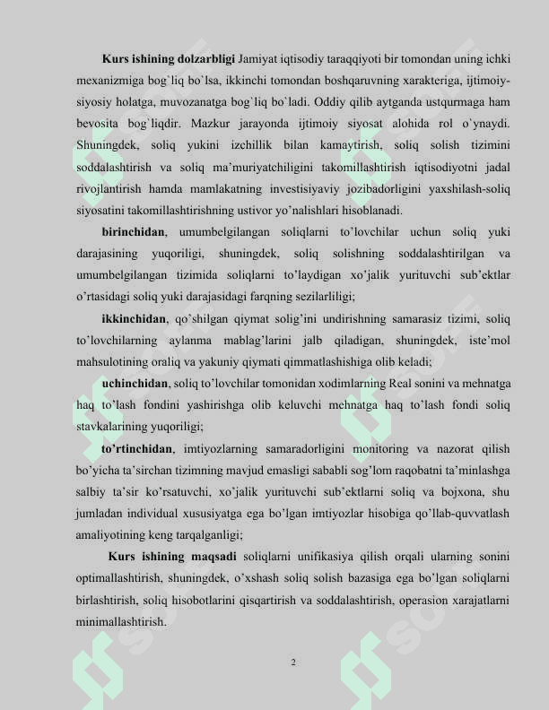 O‘ZBEKISTON RESPUBLIKASIDA SOLIQ SIYOSATINI TAKOMILLASHTIRISH YO‘LLARI 2