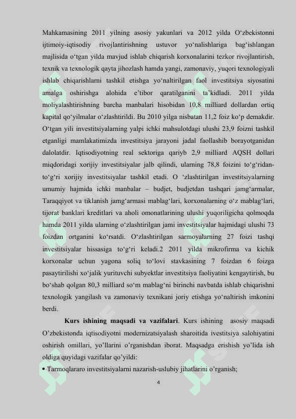 Xalqaro investitsiyalarning jahon iqtisodiyotidagi o'rni 4