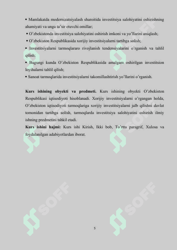 Xalqaro investitsiyalarning jahon iqtisodiyotidagi o'rni 5