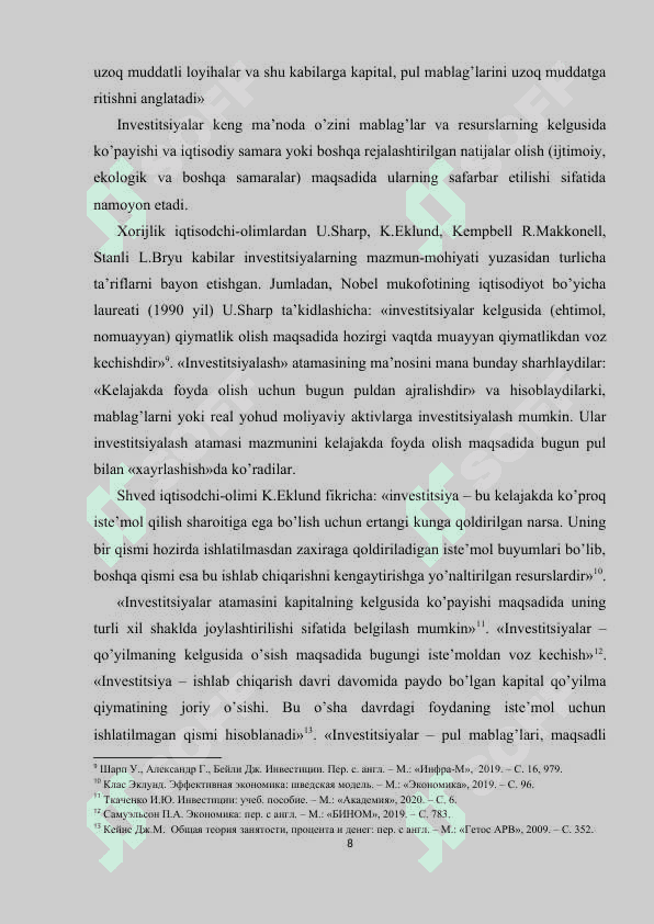Xalqaro investitsiyalarning jahon iqtisodiyotidagi o'rni 8