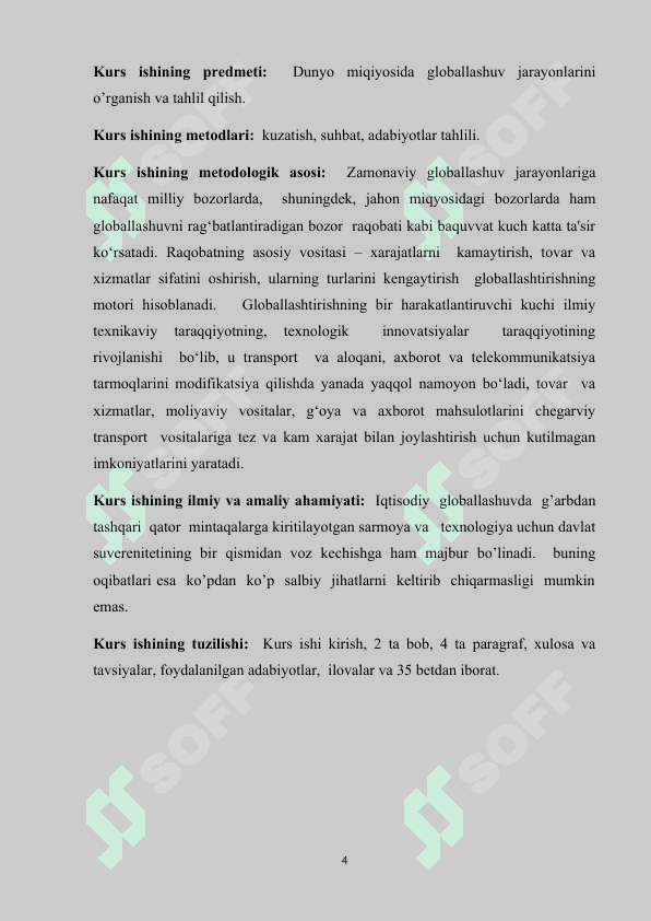 XALQARO IQTISODIY GLOBALLASHUV JARAYONLARI  VA LOKALLASHUV 4