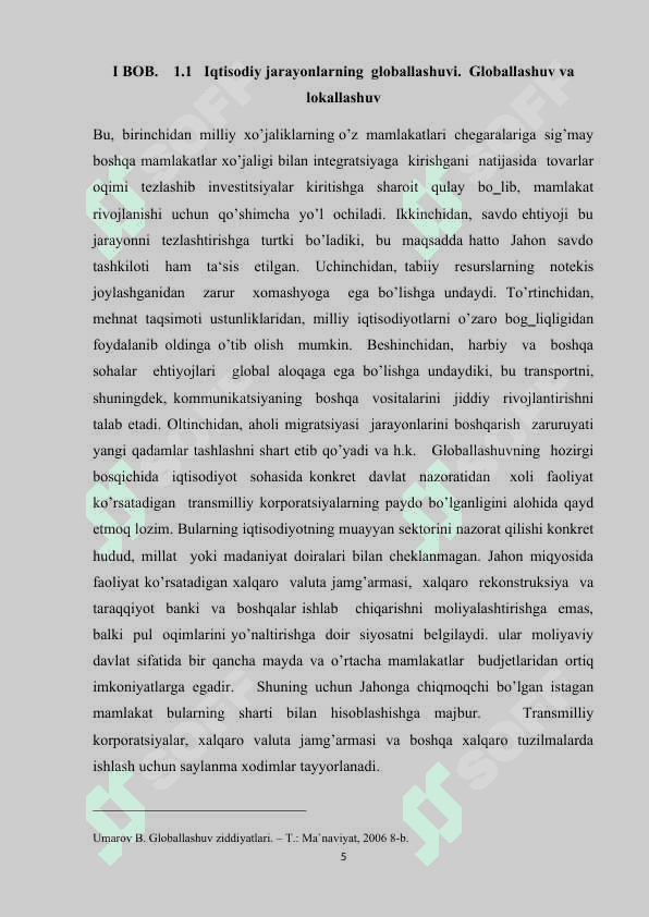 XALQARO IQTISODIY GLOBALLASHUV JARAYONLARI  VA LOKALLASHUV 5