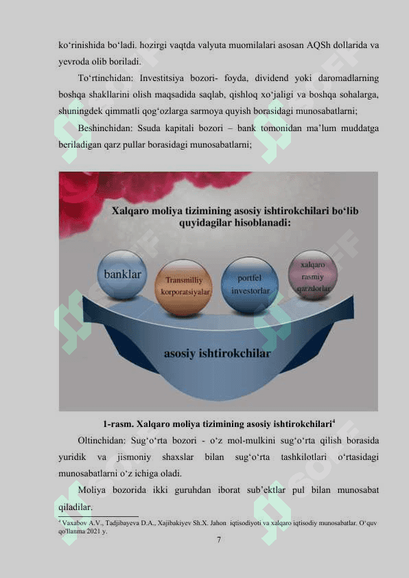 XALQARO MOLIYA BOZORI VA UNING SEGMENTATSIYASI 7