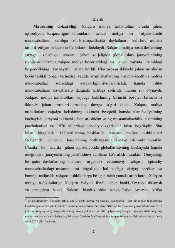 Xalqaro moliya institutlari ularning amal qilish tamoyillari va xususiyatlari 2