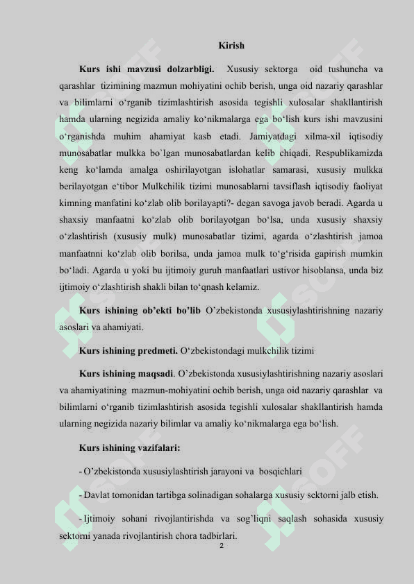 Xususiy sektorning rivojlanish bosqichlari 2