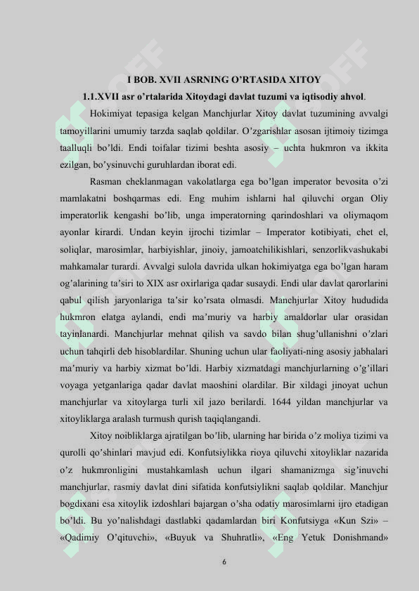 XVII ASRNING O’RTASIDA  XX ASRNING BOSHIDA XITOY 6