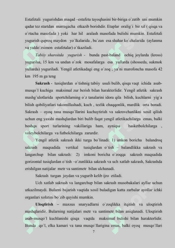 YENGIL ATLETIKA MASHG‘ULOTINI O‘RGATISHDA INTERFAOL METODLARI 7