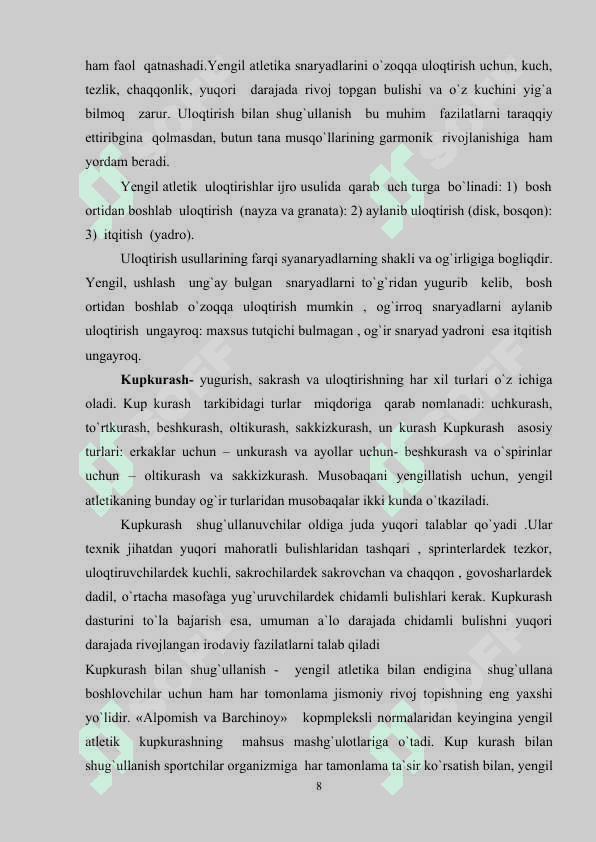 YENGIL ATLETIKA MASHG‘ULOTINI O‘RGATISHDA INTERFAOL METODLARI 8