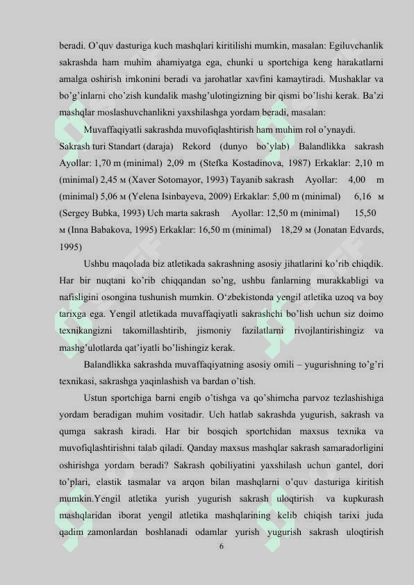 YENGIL ATLETIKA SPORT TURIGA UZUNLIKKA SAKRASH TEXNIKASIGA O'RGATISH 6