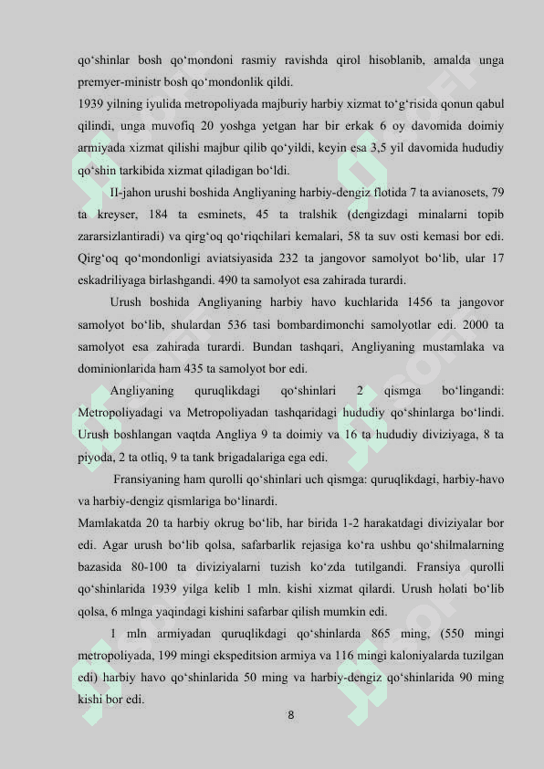 Yevropa ikkinchi jahon urushi arafasidagi siyosiy holatlar va mojorolar 8