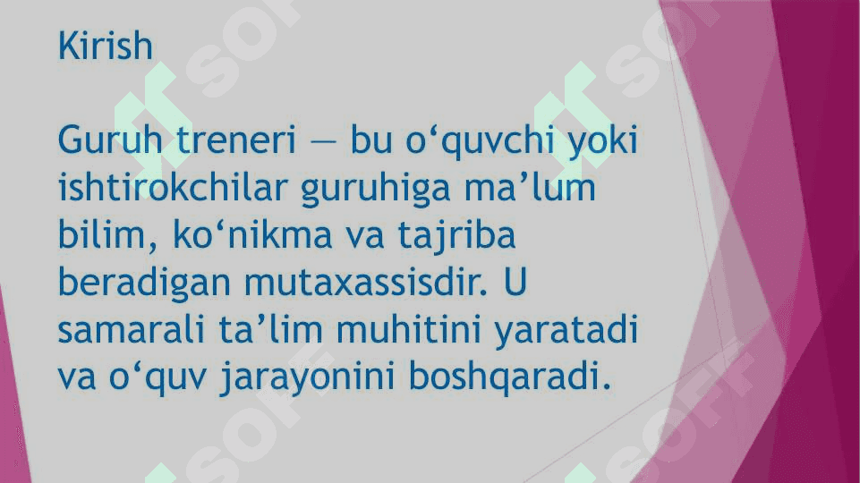 Guruh trenerining kasbiy koʻnikmalari 2