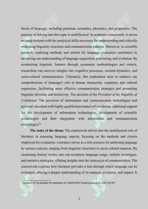 Methods and criteria for evaluating language aspects 3