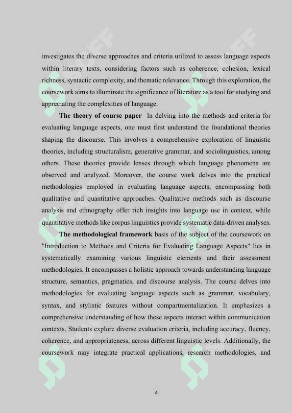 Methods and criteria for evaluating language aspects 4