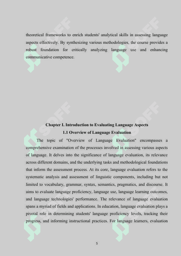 Methods and criteria for evaluating language aspects 5