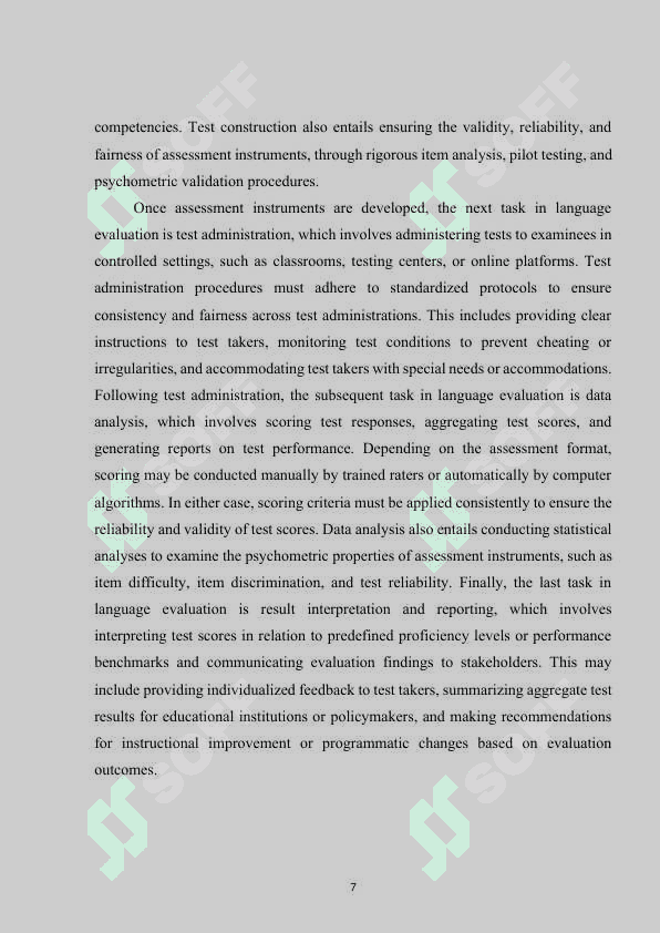 Methods and criteria for evaluating language aspects 7
