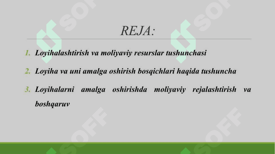 LOYIHALARNI TADBIQ ETISHDA MOLIYAVIY RESURSLARDAN FOYDALANISH 2