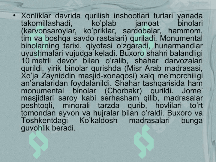 Xonliklar davrida ta’lim tarbiya va madaniyat 8