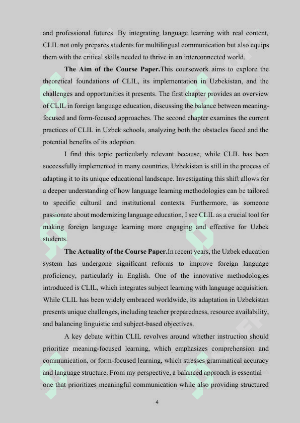 CLIL IN UZBEK SCHOOLS: MEANING-FOCUSED OR FORM-FOCUSED 4