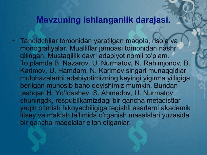 Mazvuning dolzarbligi 3