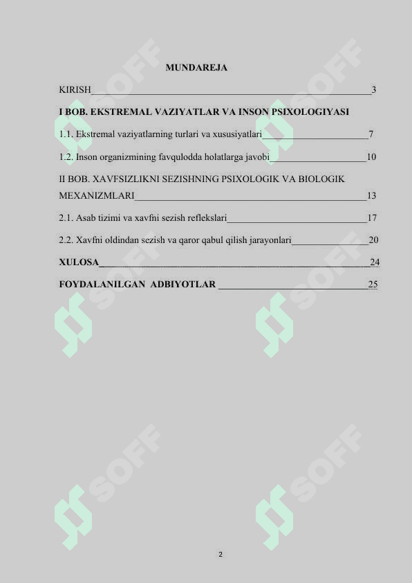 Ekstremal vaziyatlarda xavfsizlikni sezish mexanizmlari. Kurs ishi 2