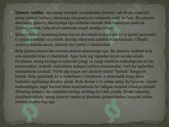 BOLALIK – INSONNING IJTIMOIY HAYOT MEʼYORLARINI EGALLAY BOSHLASH DAVRI 4