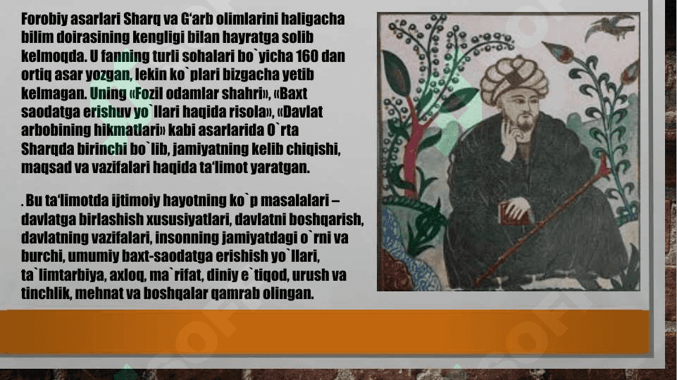 Farobiyning Fozil odamlar shahri asarining ta'limiy axloqiy ahamiyati 7