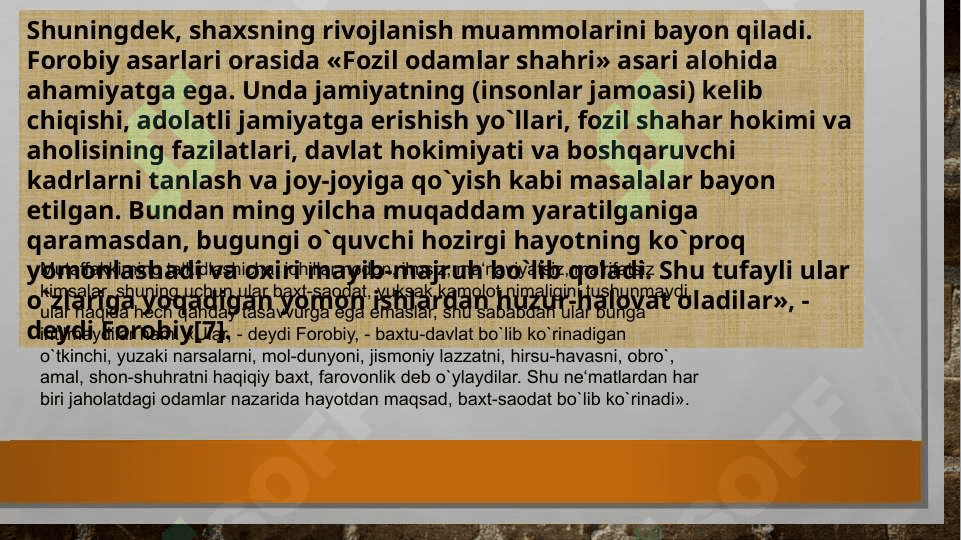 Farobiyning Fozil odamlar shahri asarining ta'limiy axloqiy ahamiyati 8